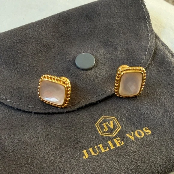 Julie Vos Marbella Gold and slightly pink Stud Earrings - Picture 4 of 4